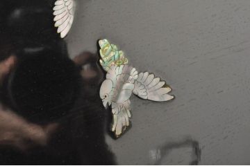 アジアンビンテージ　韓国　花鳥図の螺鈿(ラデン)細工が美しい4連衝立て(つい立て、衝い立て、仕切り、パーテーション、ヴィンテージ)(定価約120万円)(R-078123)