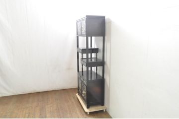 アジアンビンテージ　韓国製　豪華絢爛の螺鈿(ラデン)細工が存在感を放つ飾り棚(収納棚、戸棚、違い棚、キャビネット、ヴィンテージ)(R-078126)