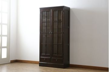 中古　北海道民芸家具　HM114K　シックで洗練された佇まいが魅力的な本箱(ブックケース、キャビネット、飾り棚、収納棚、食器棚)(R-078148)