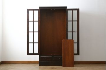 中古　北海道民芸家具　HM114K　シックで洗練された佇まいが魅力的な本箱(ブックケース、キャビネット、飾り棚、収納棚、食器棚)(R-078148)