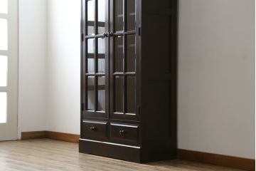 中古　北海道民芸家具　HM114K　シックで洗練された佇まいが魅力的な本箱(ブックケース、キャビネット、飾り棚、収納棚、食器棚)(R-078148)
