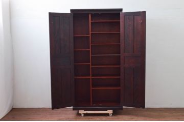 中古　北海道民芸家具　希少な廃版品!!　OM176　落ち着いた佇まいが魅力的な玄関棚(下駄箱、シューズボックス、キャビネット、収納棚)(R-078149)