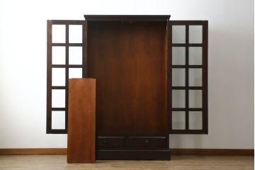 中古　北海道民芸家具　和洋どちらのお部屋にも馴染むブックケース(本箱、書棚、収納棚、戸棚、キャビネット、飾り棚)(R-078150)