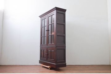 和製ビンテージ　松本民芸家具　洗練されたシックなデザインが魅力のE型書棚(ブックケース、本箱、飾り棚、キャビネット、収納棚、戸棚、ヴィンテージ)(定価約79万円)(R-078151)