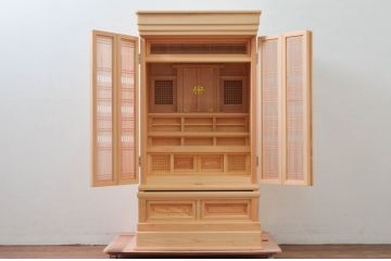 新品未使用品　中古　40号　ヒノキ材　ナチュラルな風合いが魅力的な神徒用仏壇(ご神徒壇、御霊舎、みたまや、祭壇宮、さいだんみや)(定価約36万円)(R-078155)