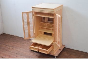 新品未使用品　中古　40号　ヒノキ材　ナチュラルな風合いが魅力的な神徒用仏壇(ご神徒壇、御霊舎、みたまや、祭壇宮、さいだんみや)(定価約36万円)(R-078155)