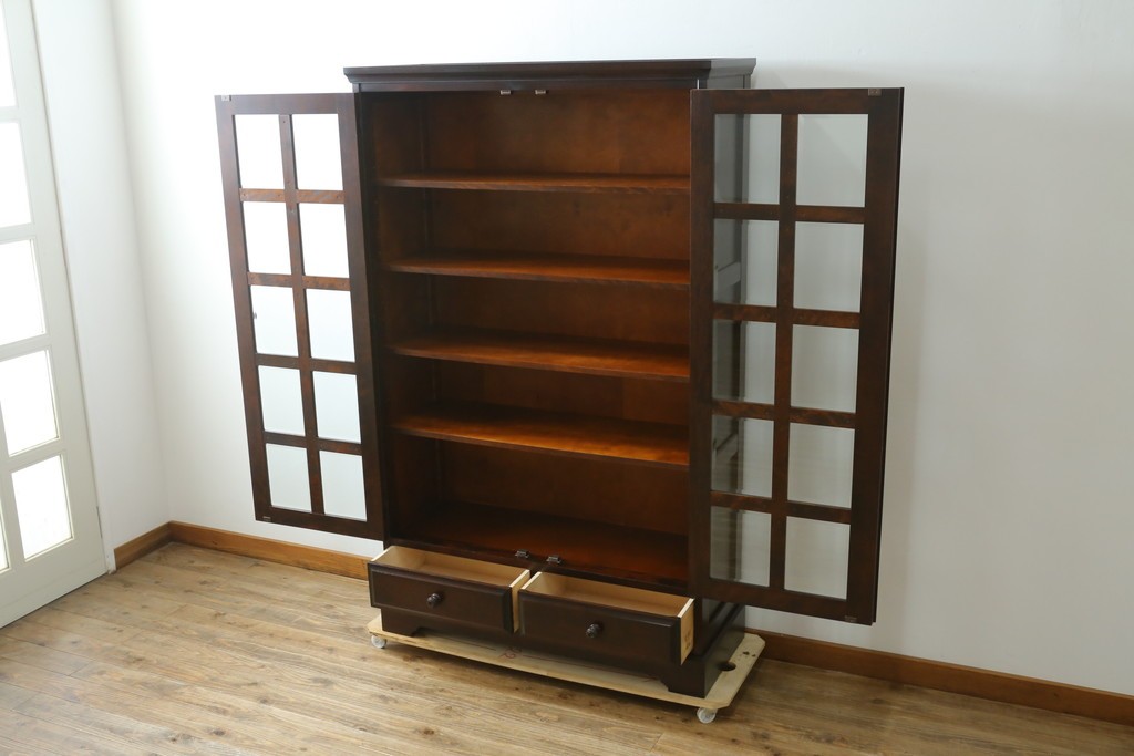 中古　北海道民芸家具　和洋どちらのお部屋にも馴染むブックケース　(R-078156)
