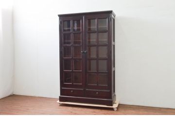 中古　北海道民芸家具　和洋どちらのお部屋にも馴染むブックケース(本箱、書棚、収納棚、戸棚、キャビネット、飾り棚)(R-078156)