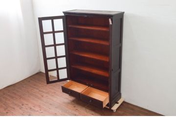中古　北海道民芸家具　和洋どちらのお部屋にも馴染むブックケース(本箱、書棚、収納棚、戸棚、キャビネット、飾り棚)(R-078156)