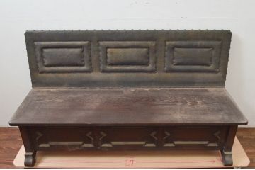 和製ビンテージ　特注 希少モデル!!　神戸洋家具　永田良介商店　収納付きベンチソファ(三人掛け、3Pソファ、ヴィンテージ)(R-078164)