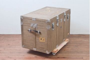 和製ビンテージ　KOWA INDUSTRY(コーワインダストリー)　お洒落な空間づくりにおすすめの船トランク(舟トランク、ローテーブル、センターテーブル、収納、ディスプレイ、店舗什器、ヴィンテージ)(R-078165)