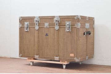 和製ビンテージ　KOWA INDUSTRY(コーワインダストリー)　お洒落な空間づくりにおすすめの船トランク(舟トランク、ローテーブル、センターテーブル、収納、ディスプレイ、店舗什器、ヴィンテージ)(R-078165)