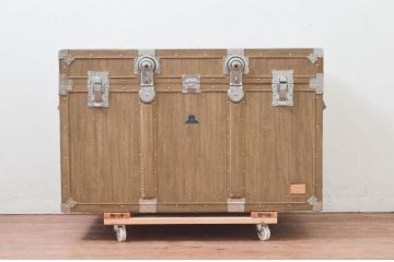 和製ビンテージ　KOWA INDUSTRY(コーワインダストリー)　お洒落な空間づくりにおすすめの船トランク(舟トランク、ローテーブル、センターテーブル、収納、ディスプレイ、店舗什器、ヴィンテージ)(R-078165)
