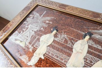 中古　美品　高級輸入家具　シノワズリ様式　異国情緒溢れるキャビネット(収納棚、戸棚、サイドボード、サイドキャビネット、中国美術)(R-078166)