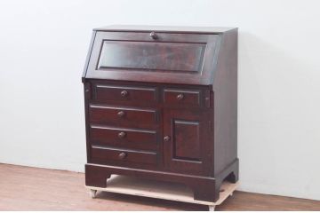 中古　北海道民芸家具　上質な作りが魅力のライティングビューロー(簿記机、ワークデスク、引き出し、在宅用、在宅ワーク用)(定価約34万円)(R-078171)