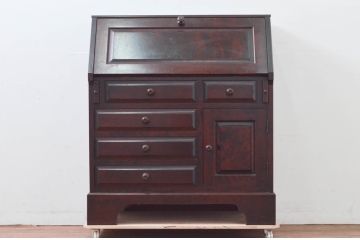 中古　北海道民芸家具　上質な作りが魅力のライティングビューロー(簿記机、ワークデスク、引き出し、在宅用、在宅ワーク用)(定価約34万円)(R-078171)