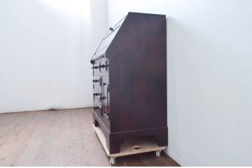 中古　北海道民芸家具　上質な作りが魅力のライティングビューロー(簿記机、ワークデスク、引き出し、在宅用、在宅ワーク用)(定価約34万円)(R-078171)
