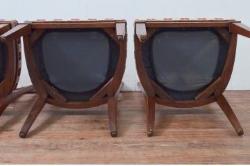 中古　DREXEL HERITAGE(ドレクセルヘリテイジ)　ストライプ柄のファブリックが目を引くアームレスチェア4脚セット(ダイニングチェア、椅子、イス、バラ売り可能)(R-078178)