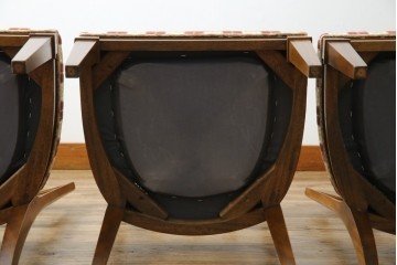 中古　DREXEL HERITAGE(ドレクセルヘリテイジ)　ストライプ柄のファブリックが目を引くアームレスチェア4脚セット(ダイニングチェア)　(R-078178)