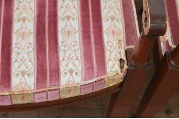 中古　DREXEL HERITAGE(ドレクセルヘリテイジ)　FRANCESCA(フランチェスカ)シリーズ　ラタンの背もたれが涼しげなアームチェア2脚セット(ダイニングチェア、サイドチェア、椅子、イス、バラ売り可能)(R-078179)