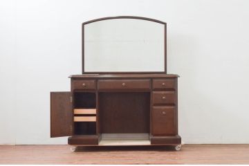 中古　美品　カリモク家具(karimoku)　domani(ドマーニ)　QUEENS　LIFE(クイーンズライフ)　クラシカルな佇まいが目を惹くドレッサー(鏡台、化粧台、ミラー、引き出し)(R-078186)