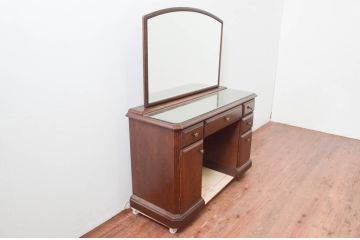 中古　美品　カリモク家具(karimoku)　domani(ドマーニ)　QUEENS　LIFE(クイーンズライフ)　クラシカルな佇まいが目を惹くドレッサー(鏡台、化粧台、ミラー、引き出し)(R-078186)