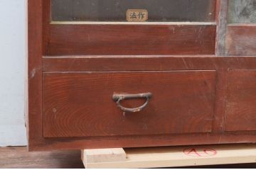 和製アンティーク　素朴で温かみのある木の風合いが魅力的な重ね収納棚(ガラス戸棚、キャビネット、食器棚)(R-078188)