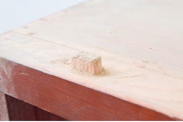 和製アンティーク　素朴で温かみのある木の風合いが魅力的な収納棚(ガラス戸棚、サイドキャビネット、食器棚)(R-078190)