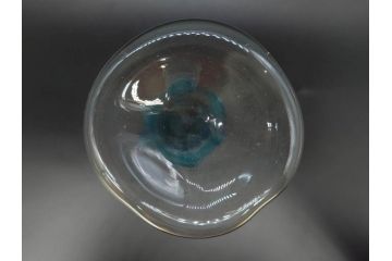 戦前　大正〜昭和初期　昭和レトロ　青フリル　澄んだブルーカラーが素敵なガラス花瓶2個セット(一輪挿し、花入、花器、硝子)(R-078199)