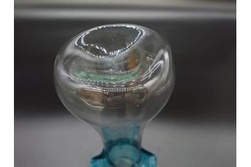 戦前　大正〜昭和初期　昭和レトロ　青フリル　澄んだブルーカラーが素敵なガラス花瓶2個セット(一輪挿し、花入、花器、硝子)(R-078200)