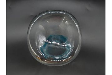 戦前　大正〜昭和初期　昭和レトロ　青フリル　澄んだブルーカラーが素敵なガラス花瓶2個セット(一輪挿し、花入、花器、硝子)(R-078204)