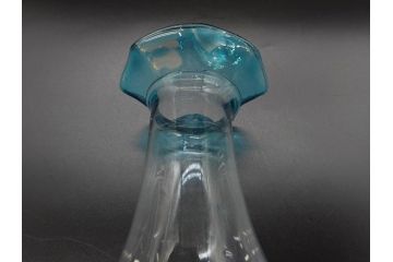 戦前　大正〜昭和初期　昭和レトロ　青フリル　澄んだブルーカラーが素敵なガラス花瓶2個セット(一輪挿し、花入、花器、硝子)(R-078205)