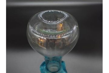 戦前　大正〜昭和初期　昭和レトロ　青フリル　澄んだブルーカラーが素敵なガラス花瓶2個セット(一輪挿し、花入、花器、硝子)(R-078205)