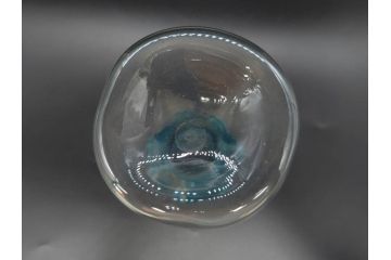 戦前　大正〜昭和初期　昭和レトロ　青フリル　澄んだブルーカラーが素敵なガラス花瓶2個セット(一輪挿し、花入、花器、硝子)(R-078205)