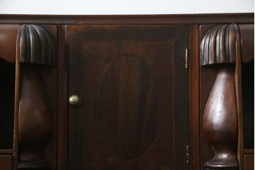 中古　海外輸入家具　マホガニー材　クラシカルな佇まいが魅力的なアンティーク調のデスク(ワークデスク、机、在宅用、在宅ワーク用)(R-078218)