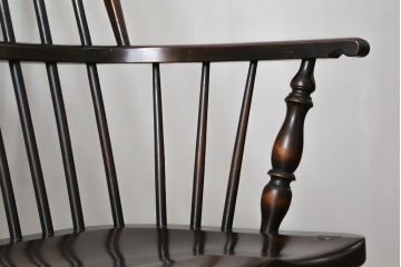 中古　松本民芸家具　♯513型長ウインザーチェア　クラシカルな佇まいのウィンザーベンチ(長椅子、3人掛けベンチ、ウィンザーチェア、板座チェア)(定価約39万円)(R-078221)
