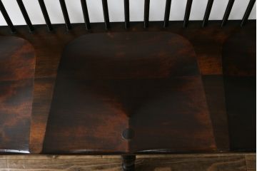 中古　松本民芸家具　♯513型長ウインザーチェア　クラシカルな佇まいのウィンザーベンチ(長椅子、3人掛けベンチ、ウィンザーチェア、板座チェア)(定価約39万円)(R-078221)