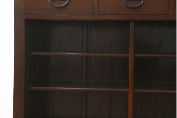 中古　美品　ニレ材　上質な和の空間を演出する水屋箪笥サイドボード(サイドキャビネット、収納棚、戸棚、食器棚、茶箪笥)(R-078224)