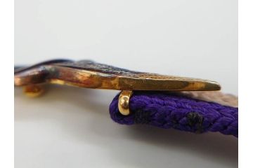 時代物　彫金　K20(20金)　羽ばたく鶴のデザインが上品な帯留め(つる、ツル、和装小物、着物道具、アクセサリー、帯締め、ゴールド、金)(R-078236)