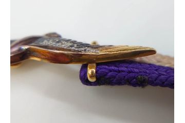 時代物　彫金　K20(20金)　羽ばたく鶴のデザインが上品な帯留め(つる、ツル、和装小物、着物道具、アクセサリー、帯締め、ゴールド、金)(R-078236)