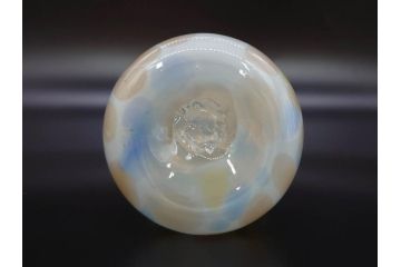 昭和レトロ　戦前　大正　可愛らしいデザインの古いマーブルガラス花瓶2個セット(フリル、色被せ、一輪挿し、花入、花器、硝子、吹きガラス)(R-078237)