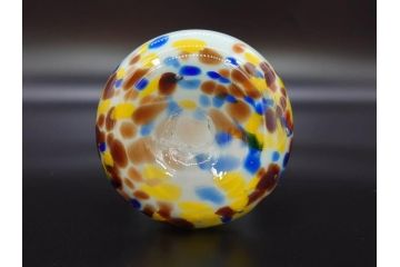 昭和レトロ　戦前　大正　可愛らしいデザインの古いマーブルガラス花瓶2個セット(フリル、色被せ、一輪挿し、花入、花器、硝子、吹きガラス)(R-078238)