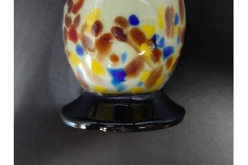 昭和レトロ　戦前　大正　可愛らしいデザインの古いマーブルガラス花瓶2個セット(フリル、色被せ、一輪挿し、花入、花器、硝子、吹きガラス)(R-078238)