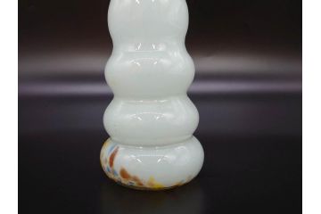 昭和レトロ　戦前　大正　可愛らしいデザインの古いマーブルガラス花瓶2個セット(フリル、色被せ、一輪挿し、花入、花器、硝子、吹きガラス)(R-078240)