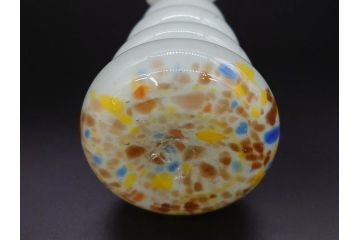 昭和レトロ　戦前　大正　可愛らしいデザインの古いマーブルガラス花瓶2個セット(フリル、色被せ、一輪挿し、花入、花器、硝子、吹きガラス)(R-078240)
