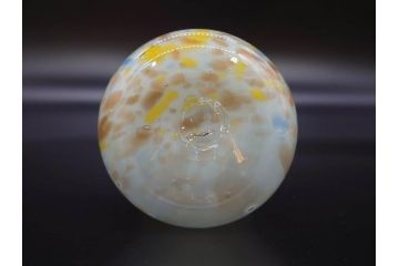 昭和レトロ　戦前　大正　可愛らしいデザインの古いマーブルガラス花瓶2個セット(フリル、色被せ、一輪挿し、花入、花器、硝子、吹きガラス)(R-078247)