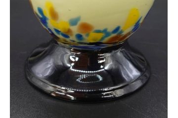 昭和レトロ　戦前　大正　レトロな雰囲気が可愛らしいマーブルガラス花瓶2個セット(フリル、色被せ、一輪挿し、花入、花器、硝子、吹きガラス)(R-078248)