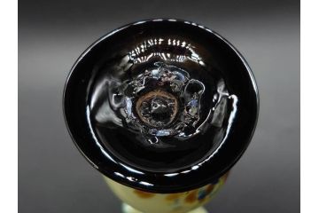 昭和レトロ　戦前　大正　レトロな雰囲気が可愛らしいマーブルガラス花瓶2個セット(フリル、色被せ、一輪挿し、花入、花器、硝子、吹きガラス)(R-078248)