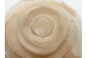 加藤光右衛門　織部　約13cm　4.1寸　柔らかな風合いを感じる抹茶碗(美濃、植物、茶道具、茶陶、四寸一分、和食器、共布、共箱付き)(R-078251)