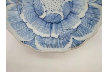 江戸後期　伊万里　線描き　約14cm　4.5寸　上品な大輪の牡丹が目を引くなます皿2枚セット(花、小皿、和皿、四寸五分、和食器)(R-078252)